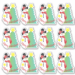 Sticker Joli bonhomme de neige artisanal mignon