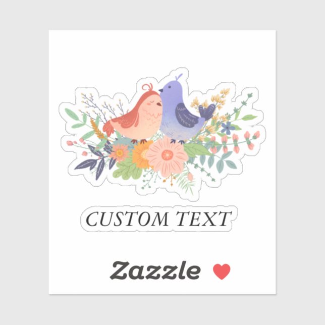 Sticker Joli Bouquet de fleurs printanières de lovebirds c (Feuille)
