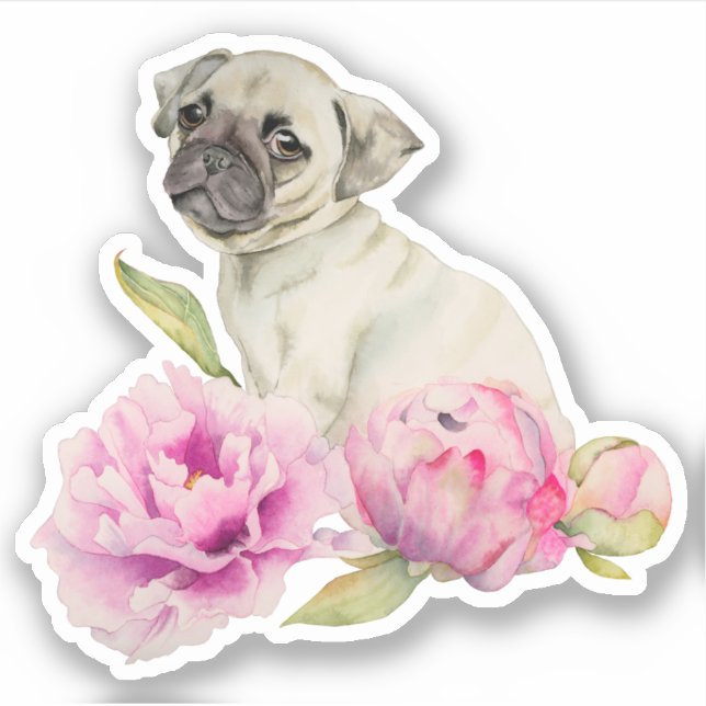 Sticker Joli Carlin Chien Chien Rosé Floral (Devant)