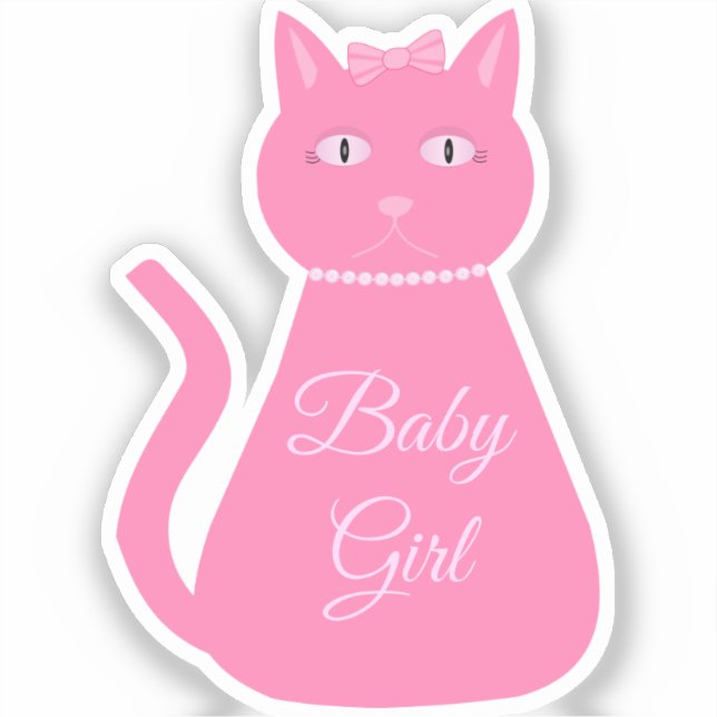 Sticker Joli chat fille rose sur mesure (Recto)