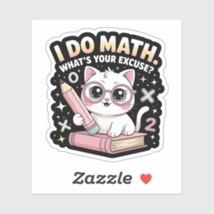Sticker Joli Chat Nerd avec Lunettes – Prof de Maths Drôle