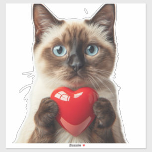 Sticker Joli Chat Siamois Avec Cœur Pour Les Amateurs De C