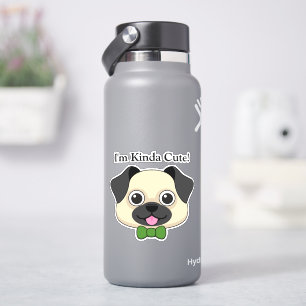 Sticker Joli chien Carlin avec Papillon   Personnaliser