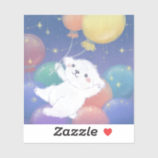 Sticker Joli chiot avec ballons et étoiles