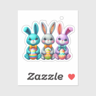Sticker Joli, coloré 3 lapin de Pâques
