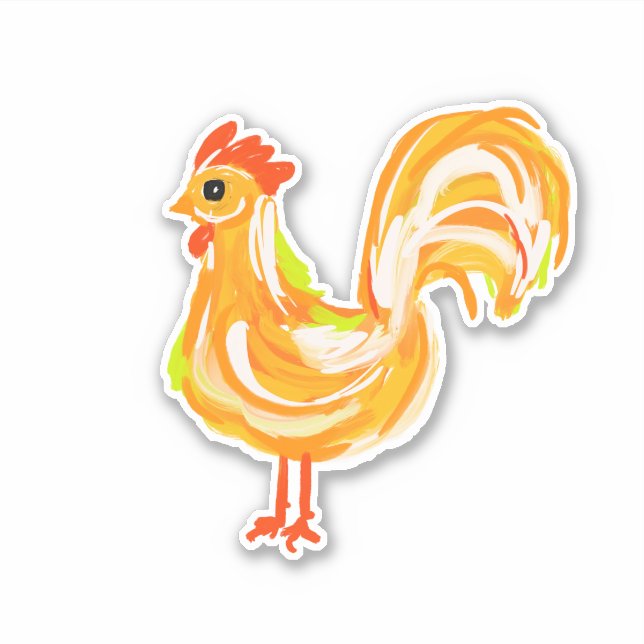 Sticker Joli coq peint (Devant)