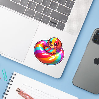 Sticker Joli dachshund coloré dans Rainbow Pool Flotte