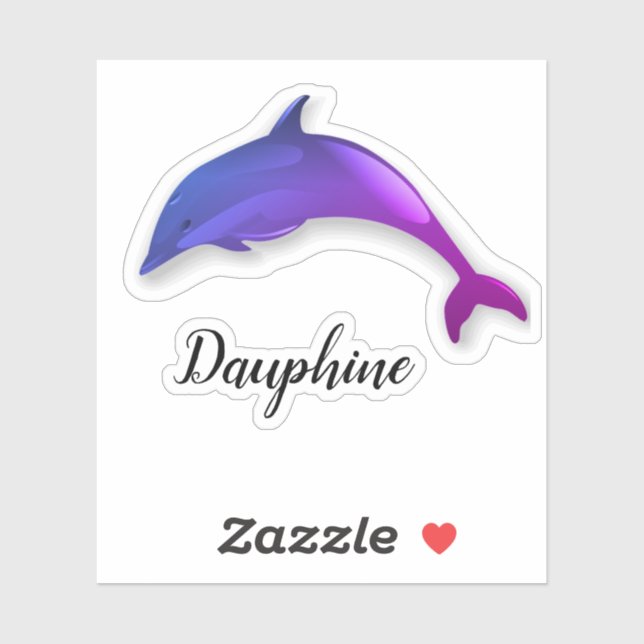Sticker Joli dauphin violet - ajouter le nom (Feuille)