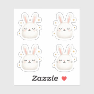 Sticker Joli Ensemble De Face De Lapin - Jeu De Lapin Blan