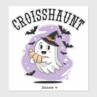 Sticker Joli fantôme de croissant d'Halloween hantant
