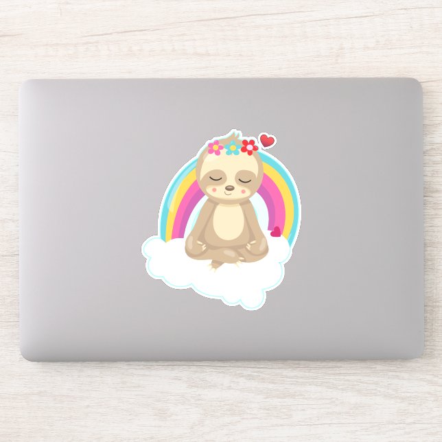 Sticker Joli fentes Brown, Méditant sur un nuage (Ordinateur)