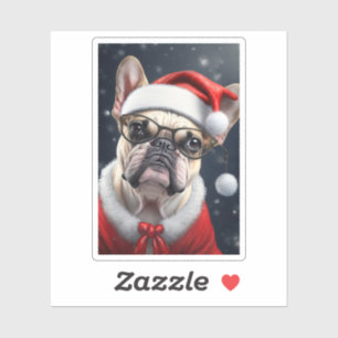Sticker Joli French Bulldog Père Noël Noël Conception