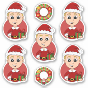 Sticker Joli garçon de Noël aux cheveux blonds