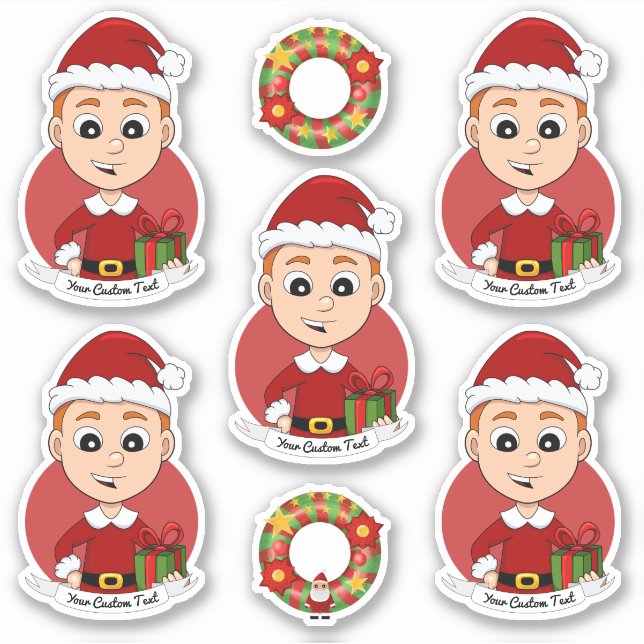Sticker Joli garçon de Noël avec cheveux de gingembre (Devant)
