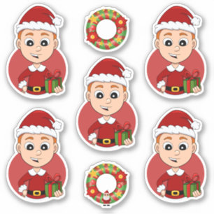 Sticker Joli garçon de Noël avec cheveux de gingembre