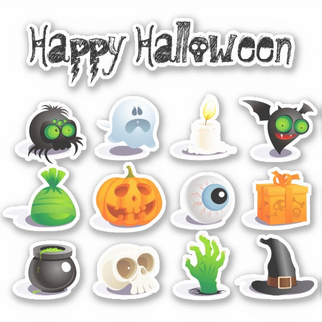 Sticker Joli Halloween Icônes amusantes Trick or Treat (Devant)