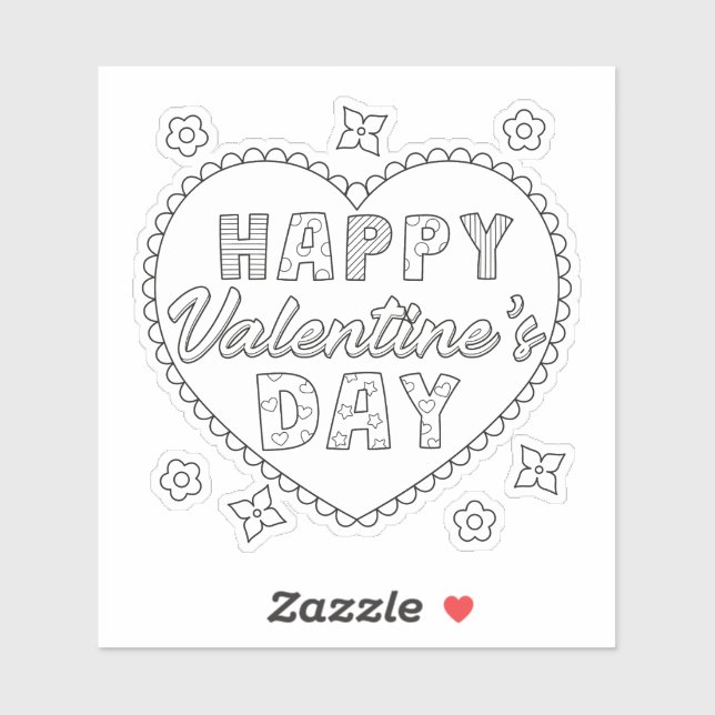 Sticker Joli Heureuse Sainte-Valentin (Feuille)