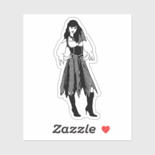 Sticker Joli Imaginaire Pirate Lady Art nautique original