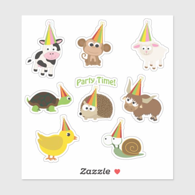 Sticker Joli jeu d'animateurs de la fête du dessin animé (Feuille)
