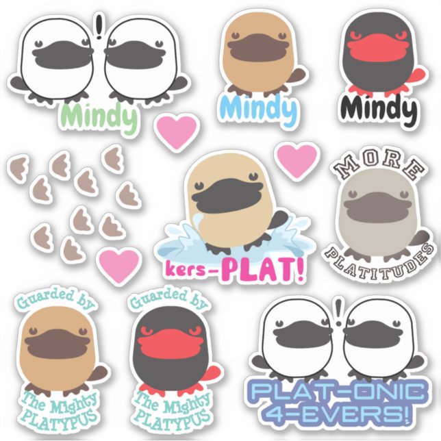 Sticker Joli jeu d'autocollants de platypus animal punk em (Devant)