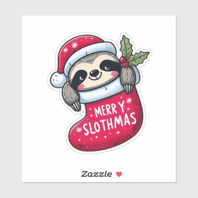 Sticker Joli "Joyeux Slothmas" Noël (Feuille)