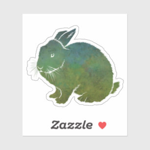 Sticker Joli lapin bleu et vert