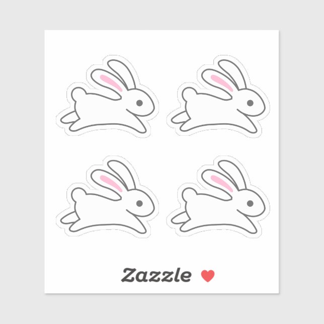 Sticker Joli lapin de lapin de course ensemble de 4 Sticke (Feuille)