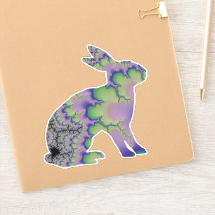 Sticker Joli lapin de lapin fracté pourpre et vert