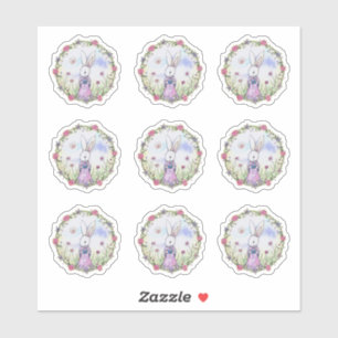 Sticker Joli lapin de Pâques Whimsical Aquarelle Art