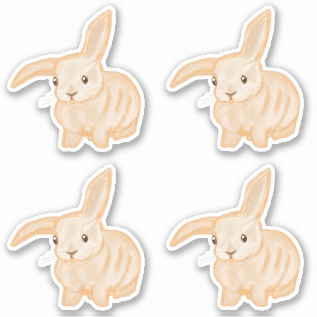 Sticker Joli lapin lapin Brown - 4x découpé. (Devant)