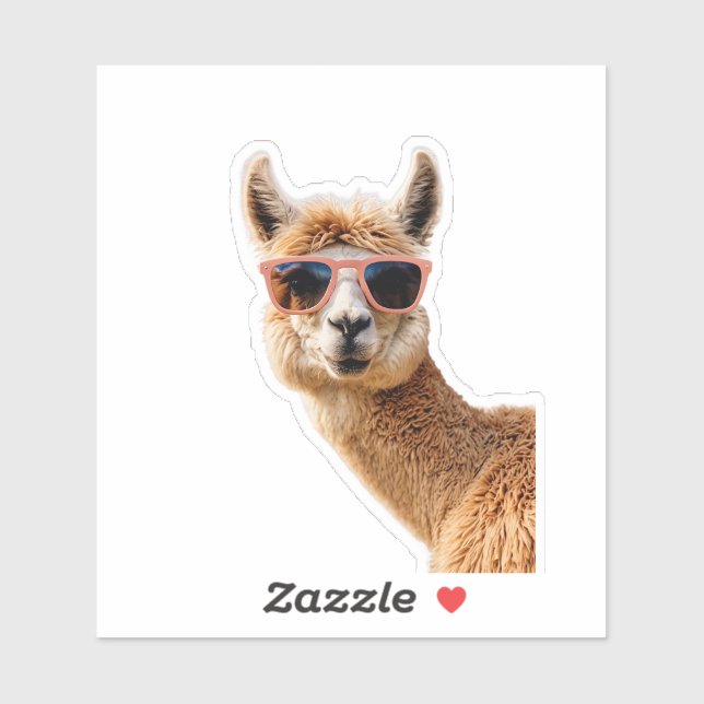 Sticker Joli Lllama Avec Lunettes De Soleil Sur (Feuille)