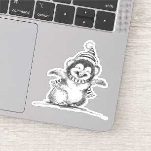 Sticker Joli manchot de Noël, heureux bébé oiseau