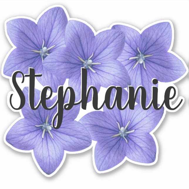 Sticker Joli Monogramme bleu Nom Fleur Nature Moderne (Devant)