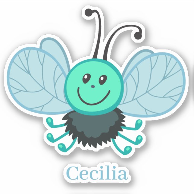 Sticker Joli moustique bleu moustique personnalisé (Devant)