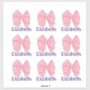 Sticker Joli Nœud Rose Violet Nom de Fille Rentrée Scolair