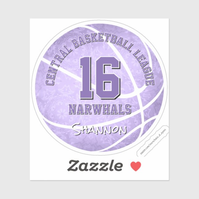 Sticker joli nom de l'équipe de basket-ball violet pastel (Feuille)