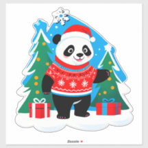 Joli panda avec un chapeau de Père Noël et un pull