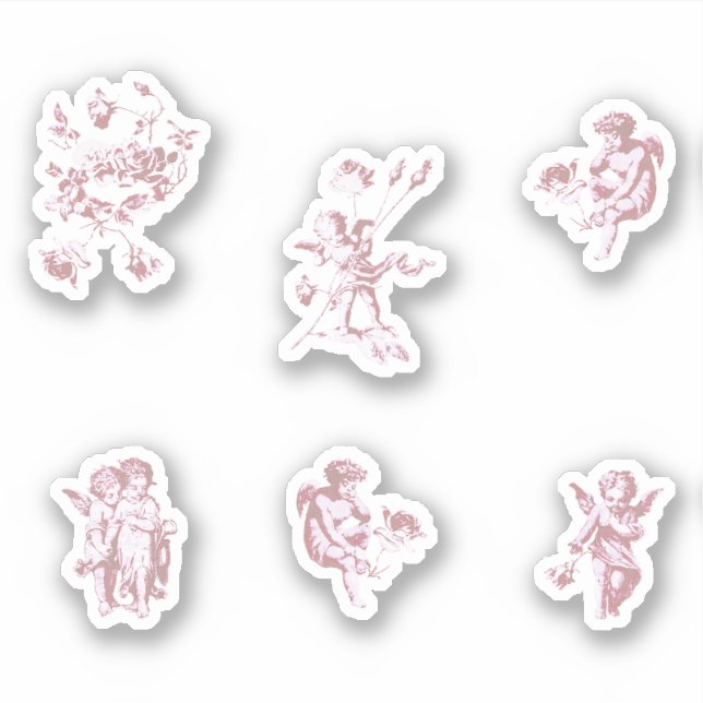 Sticker Joli paquet d'anges, de fleurs et de cupidon vinta (Devant)