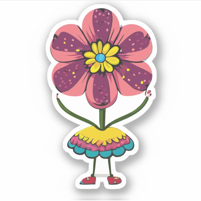 Sticker Joli personnage de dessin animé Flower Kids (Devant)