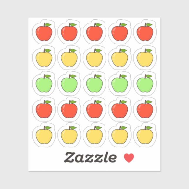 Sticker Joli Rouge Jaune Vert Pommes Icon Mini Planner (Feuille)