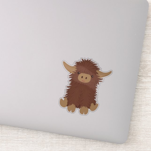 Sticker Joli, shaggy Design de vache Highland (Détail)