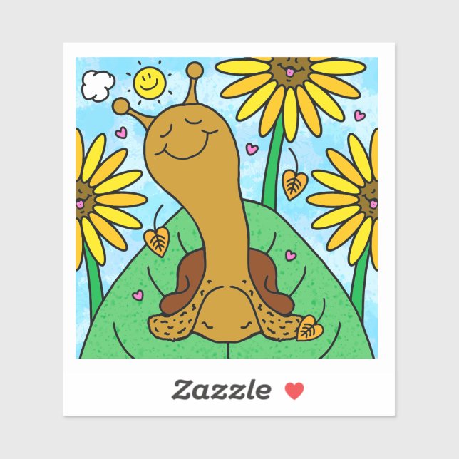 Sticker Joli Snail Automne Tournesol Jardin Vinyl (Feuille)