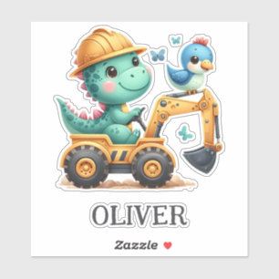 Sticker Joli Trex Dinosaure Conduisant un Véhicule de Cons