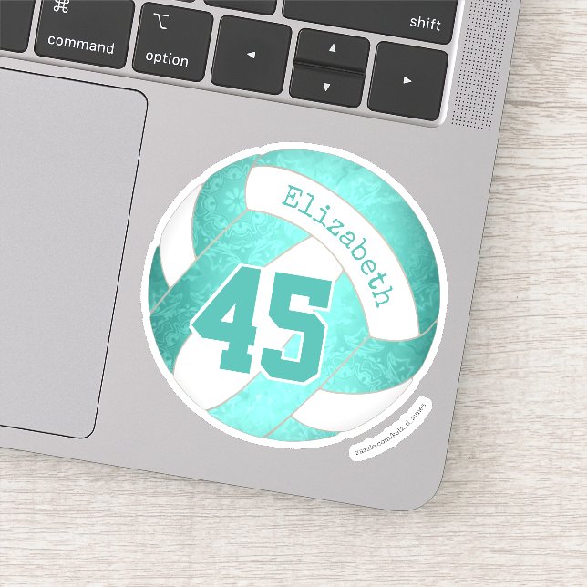Sticker joli volley-ball féminin turquoise turquoise (Détail)