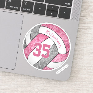 Sticker joli volley-ball personnalisé rose girly