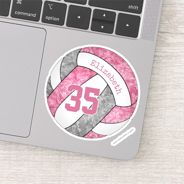 Sticker joli volley-ball personnalisé rose girly (Détail)