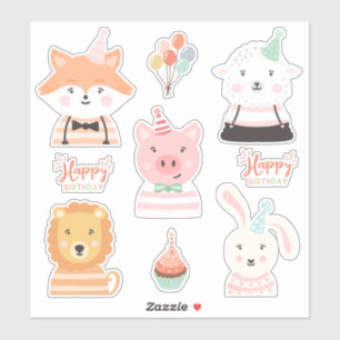 Sticker Jolie adorable Anniversaire Animaux de fête