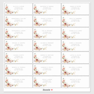 Sticker Jolie Adresse pour Invités Florale Aquarelle Vinta