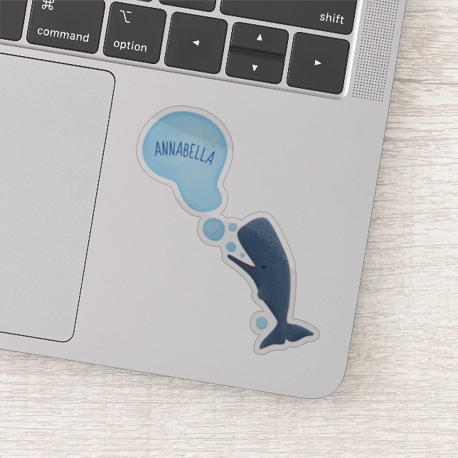 Sticker Jolie baleine à sperme soufflant bulles dessin (Détail)