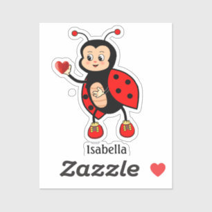 Sticker Jolie coccinelle et cœur 